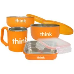 Think, Thinkbaby, Набор детской посуды не содержащий бисфенол А, оранжевый, 1 набор