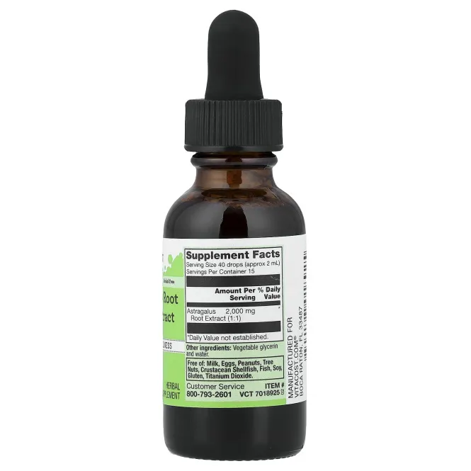 Vitacost, жидкий экстракт корня астрагала, без спирта, 30 мл (1 жидк. унция)