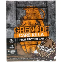Grenade, Carb Killa, Протеиновые батончики с хрустящей начинкой с шоколадом, 12 батончиков, по 2,12 унции (60 г) каждый