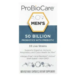 ProBioCare, пробиотики с пребиотиками для мужчин, 50 млрд, 60 растительных капсул