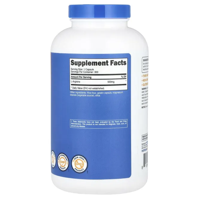 Nutricost, L-аргинин, 500 мг, 300 капсул