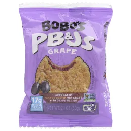Bobo's Oat Bars, PB & Js, виноград, 4 батончика по 60 г (2,1 унции)