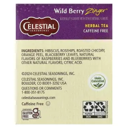 Celestial Seasonings, Травяной чай, Без кофеина, Лесная ягода Зингер, 20 чайных пакетиков, 1,7 унции (47 г)
