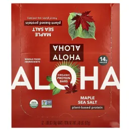 Aloha, Organic Protein Bars, Maple Sea Salt, 12 Bars, 1.98 oz (56 g) Each
