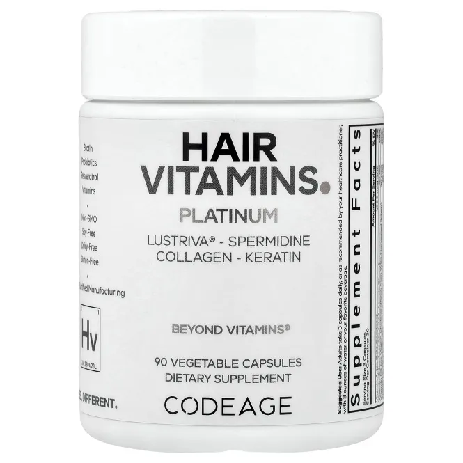 Codeage, Platinum, витамины для волос, 90 растительных капсул