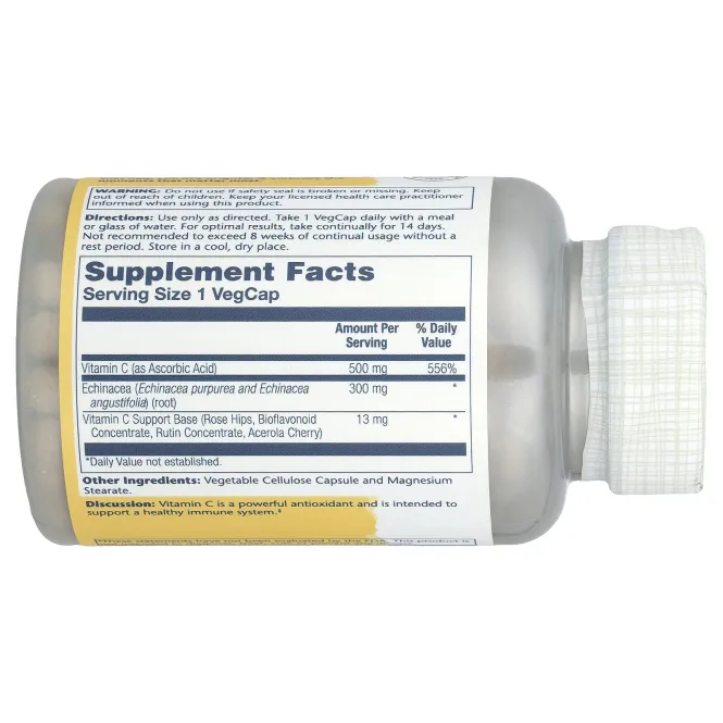 Solaray, Витамин C с эхинацеей, 500 мг , 120 вегетарианских капсул