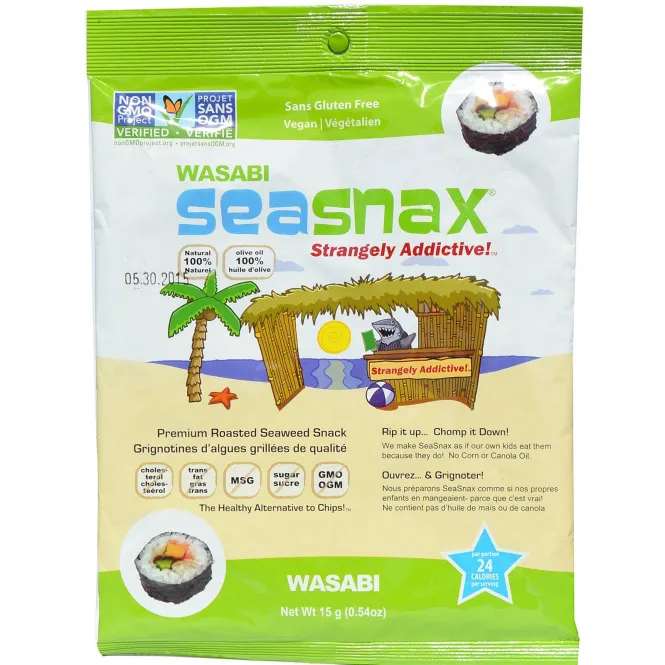 SeaSnax, Wasabi, Roasted Seaweed Snack, 5 sheets - .54 oz (15 g)