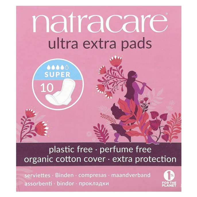 Natracare, Органические и натуральные прокладки Ultra Extra, супер, 10 прокладок