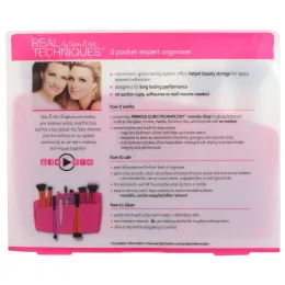 Real Techniques, Органайзер с 3 отделениями экспертного класса, Розовый, 1 штука
