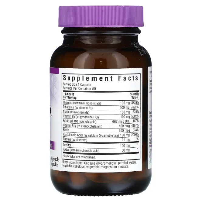 Bluebonnet Nutrition, B-Complex 100, витамины группы B, 50 растительных капсул