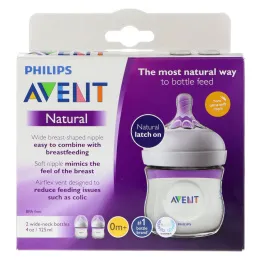 Philips Avent, Бутылочки с натуральными сосками, от 0 месяцев, 2 бутылки, 4 унции (125 мл) каждая
