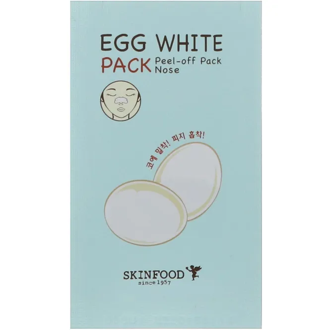 Skinfood, Маска с яичным белком, Маска-пилинг для носа, лба, подбородка, 10 листов