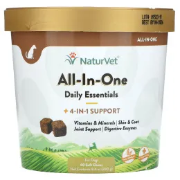 NaturVet, Все в одном, поддержка 4 в 1, 60 мягких жевательных подушечек, 8.4 унции (240 г)