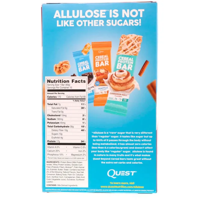 Quest Nutrition, Hero Protein Bar, Blueberry Cobbler-10 Bars, 2.12 oz(60g) Each