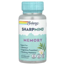 Solaray, Sharpmind ™ Memory с шалфеем Cognivia®, готу кола и грибами чага, 60 вегетарианских капсул