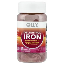 OLLY, Delightful Iron, железо для детей от 4 лет, фруктовый пунш, 60 жевательных таблеток