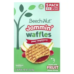 Beech-Nut, Jammin 'Waffles, для детей от 12 месяцев, груша и малина, 5 пакетиков по 16 г (0,56 унции)