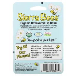 Sierra Bees, Органические бальзамы для губ, без ароматизаторов, 4 в упаковке, .15 унц. (4,25 г) в каждом