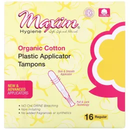 Maxim Hygiene Products, Organic Cotton Plastic Applicator Tampons, Regular, 16 Count