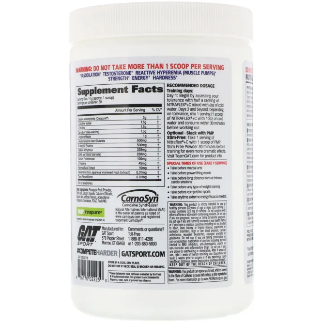 GAT, Nitraflex+Creatine, Rocket Pop, 14.8 oz (420 g)