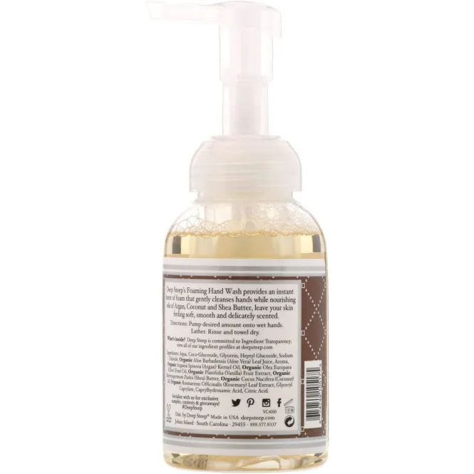 Deep Steep, Foaming Hand Wash, Vanilla Coconut, 8 fl oz (237 ml)