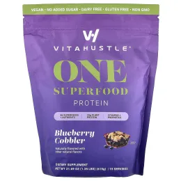 VitaHustle, One Superfood Protein, протеин из суперфудов, со вкусом голубики, 615 г (1,35 фунта)