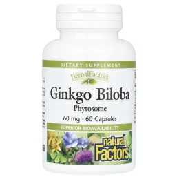 Natural Factors, Фитосомы гинкго двулопастного, 60 мг, 60 капсул