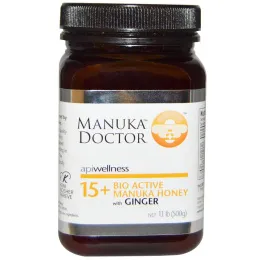 Manuka Doctor, Апитерапия, биоактивный лесной мед манука 15+ с имбирем, 1,1 фунта (500 г)