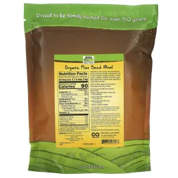 Now Foods, Real Food, органические сырые семена льна, несоленые, 624 г