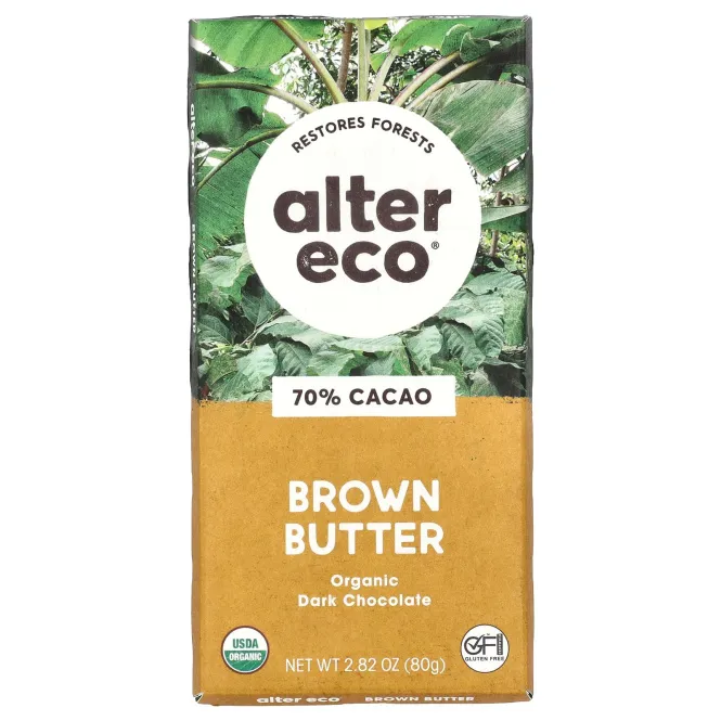 Alter Eco, органический темный шоколад, коричневая паста, 70% какао, 80 г (2,82 унции)