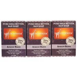 Out of Africa, Кусковое мыло с чистым маслом ши, африканское черное, 3 куска, по 4 унции (120 г) каждое