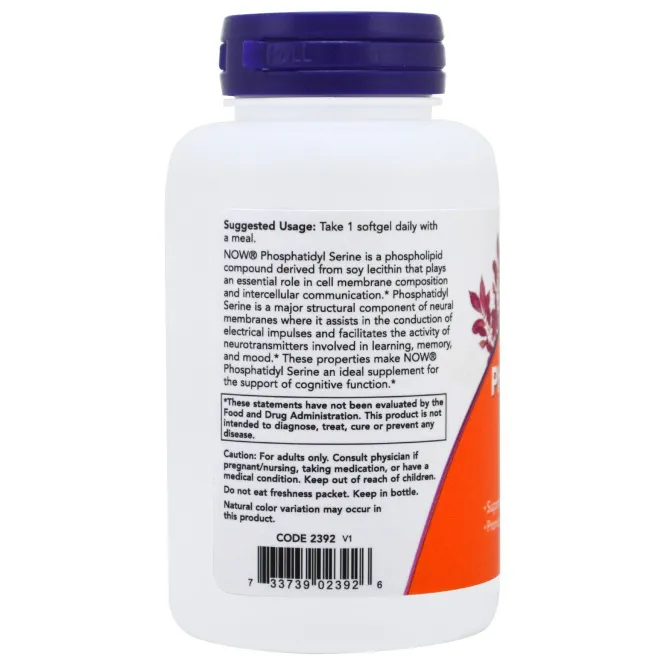 Now Foods, Фосфатидилсерин Extra Strength, 300 мг, 50 желатиновых капсул