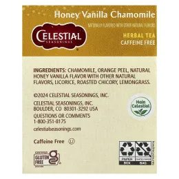 Celestial Seasonings, травяной чай, со вкусом меда, ванили и ромашки, без кофеина, 20 чайных пакетиков, 47 г (1,7 унции)