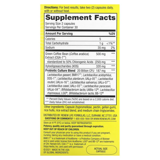 Renew Life, Пробиотики для здорового веса + пребиотики - Органические 60 вег капсул