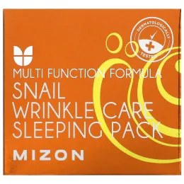 Mizon, Snail Wrinkle Care Sleeping Pack, ночная маска с муцином улитки против морщин, 80 мл (2,70 жидк. унции)