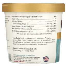 NaturVet, Omega-Gold с жиром лосося, добавка для собак и котов, 90 мягких жевательных таблеток