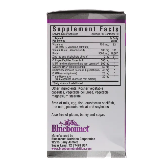 Bluebonnet Nutrition, Beautiful Ally, красота кожи, волос и ногтей, 60 капсул в растительной оболочке