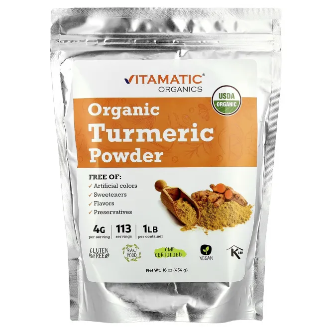 Vitamatic, Органическая куркума в порошке, 454 г (16 унций)