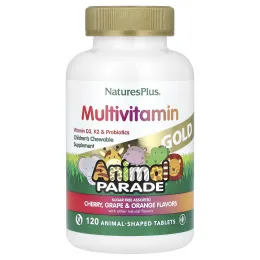 Nature's Plus, Animal Parade Gold жевательные Мультивитаминны с микроэлементами для детей, 120 таблеток ассорти в форме животных