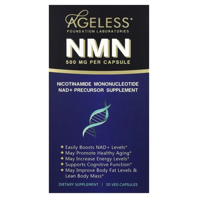 Ageless Foundation Laboratories, NMN, 500 мг, 30 растительных капсул