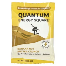 Quantum Energy Square, Хрустящая банановая и ореховая паста, 8 энергетических квадратов, 48 г (1,69 унции) каждый
