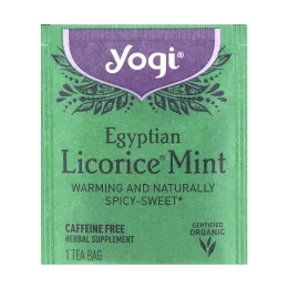 Yogi Tea, египетская солодка и мята, без кофеина, 16 чайных пакетиков, 32 г (1,12 унций)