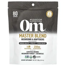 Om Mushrooms, Master Blend, сертифицированный порошок из органических грибов + растительные ингредиенты, 180 г (6,34 унции)