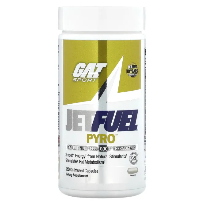 GAT, JetFuel Pyro, термогенное средство сжигания жира, 120 капсулы, заполненных маслом