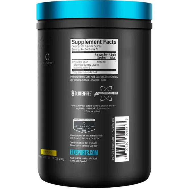 EFX Sports, Training Ground, аминокислоты с разветвленной цепью, лимонад, 17,64 унц. (500 г)