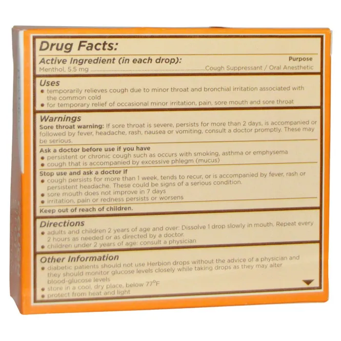 Herbion, Naturals, Леденцы от кашля, апельсиновый вкус, 18 шт.