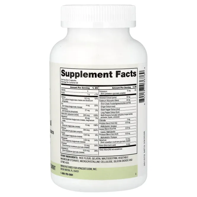 Vitacost, Everyday, хелатный комплекс минералов, 120 капсул