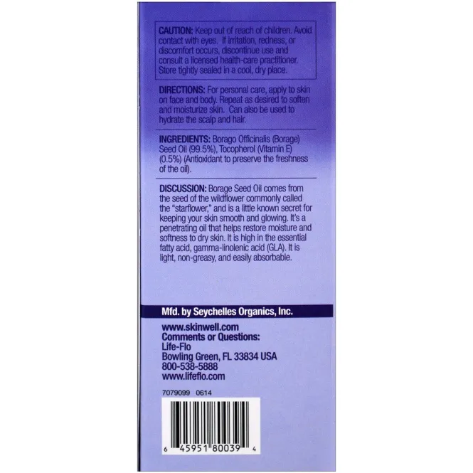 Life-flo, Чистое масло семян бурачника, 4 жидких унции (118 мл)