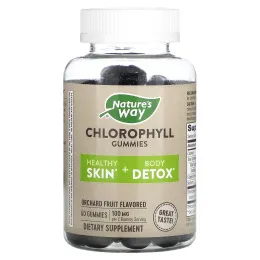 Nature's Way, хлорофилл, жевательные таблетки, со вкусом фруктового сада, 100 мг, 60 жевательных таблеток (50 мг в 1 жевательной таблетке)