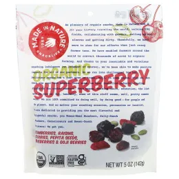 Made in Nature, органический суперягода, клюква, изюм, вишня, семена тыквы, голубика и ягоды годжи, 142 г (5 унций)